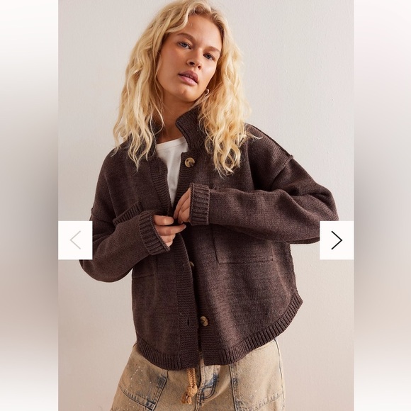 Free People We The Free On The Isle Cardi Large Color: Molasses NWT - Picture 1 of 6